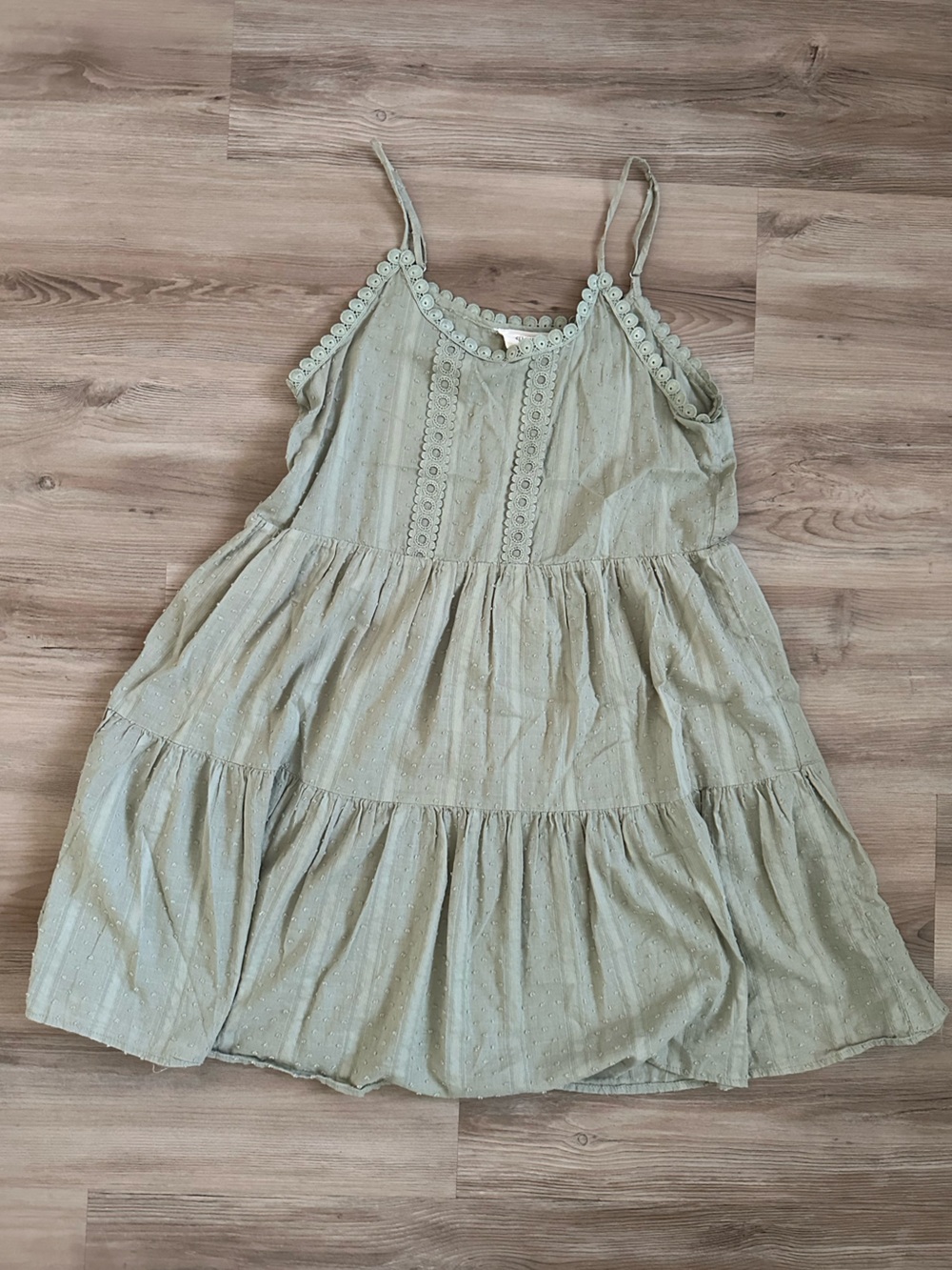 Sweet Wanderer Sage Green Eyelet Sundress